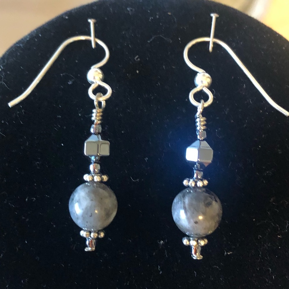 New Jasper and Hematite Earrings on Sterling Silver Ear Wires